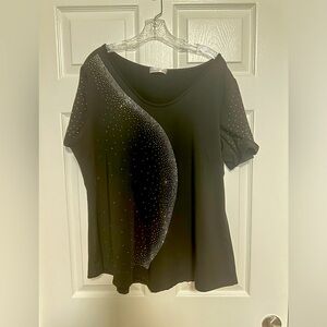ROSEGAL BLACK TOP WITH SMALL STUDDED BEADING.  SIZE 3X.  Dressy top.